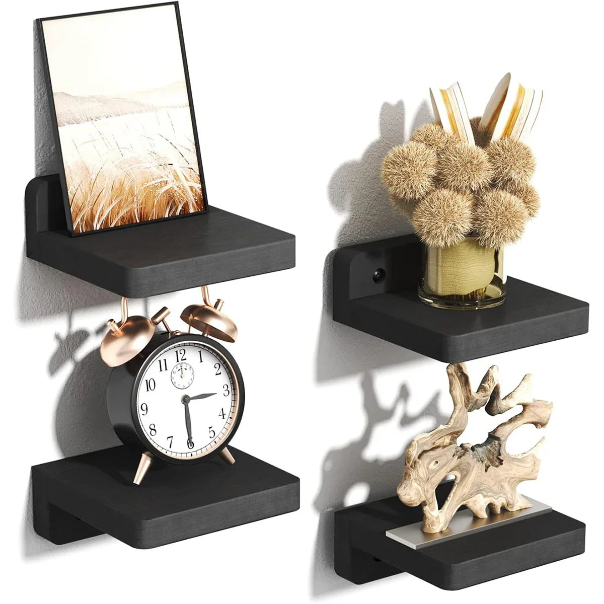 Étagères Flottantes Mini 4 Pièces Design Moderne Minimaliste pour Salon Bureau Chambre