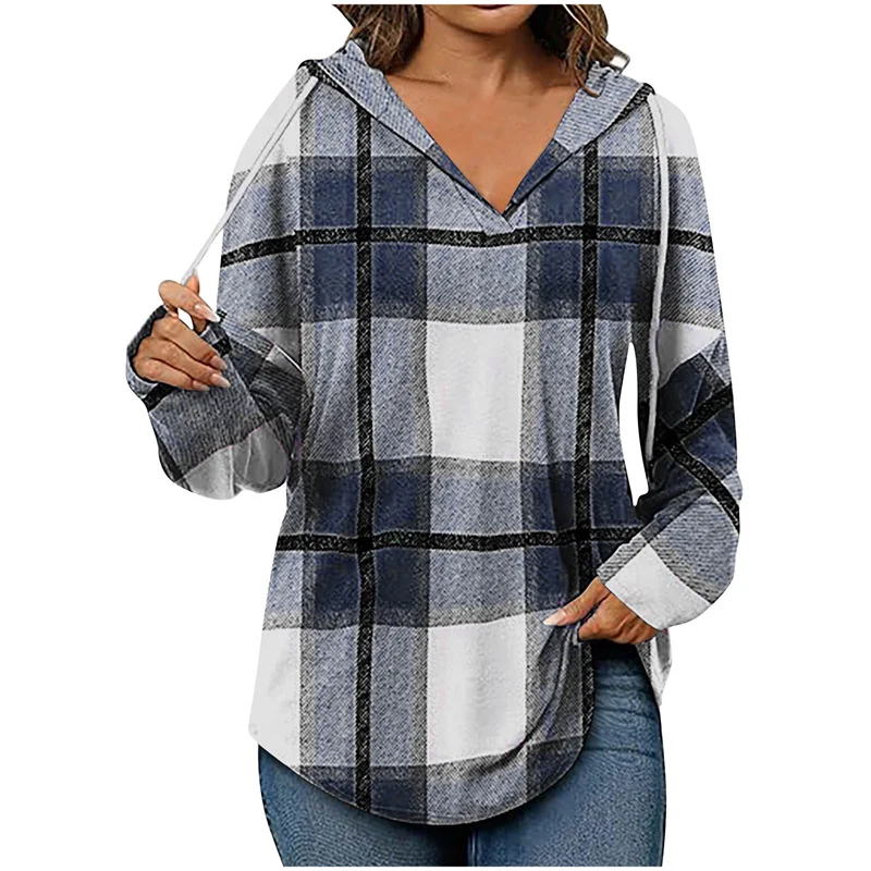 Ruby Sweat À Capuche Oversize Col V Motif Grille Confortable En Coton Polyester Doux