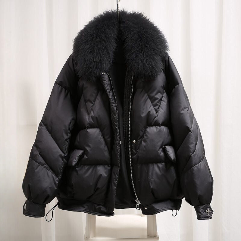 Manteau Semplicità Elegante Par Valentina Rossi Avec Col En Fausse Fourrure Et Doublure Chaude