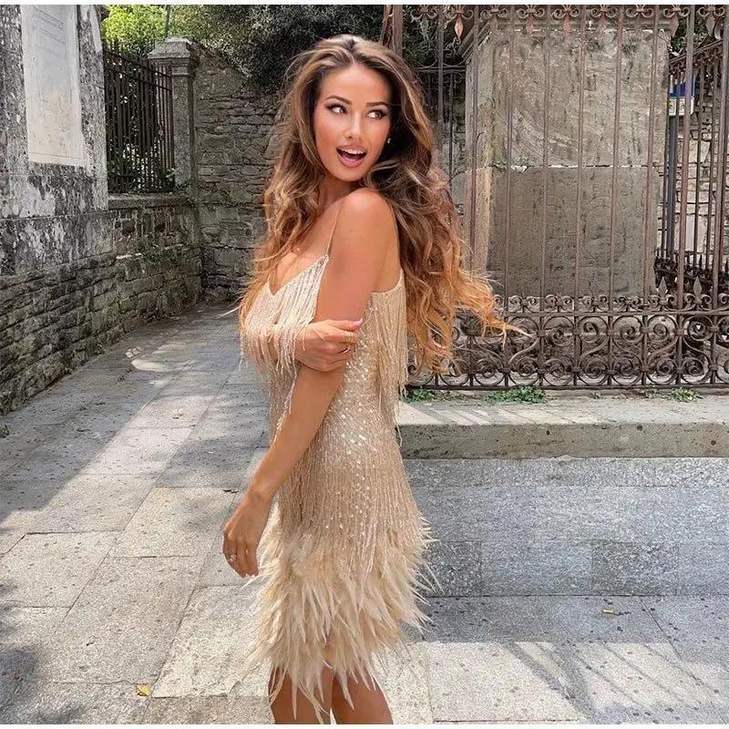 Robe Cocktail À Sequins Pour Femme Lena Amawinc Glamour Des Années Folles Pour Soirées Élégantes