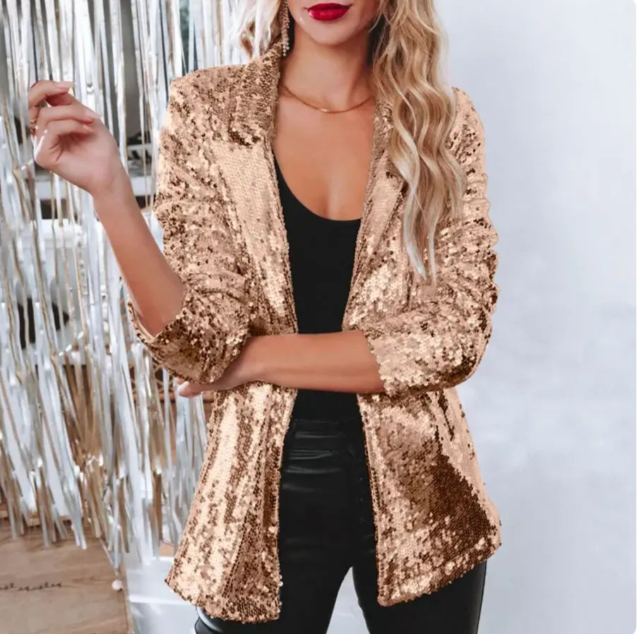 Veste Blazer À Sequins Pour Femmes Glamour Éblouissant Pour Soirées Amawinc Collection