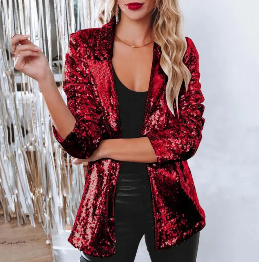 Veste Blazer À Sequins Pour Femmes Glamour Éblouissant Pour Soirées Amawinc Collection