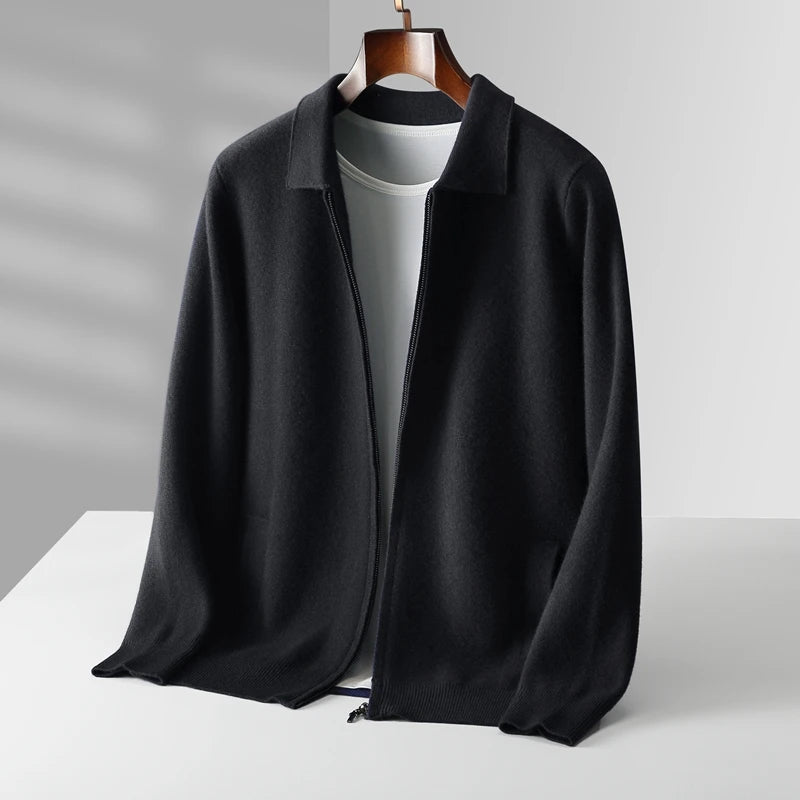Cardigan Serena En Cachemire Avec Col Structuré Et Zip Frontaux Poches Latérales