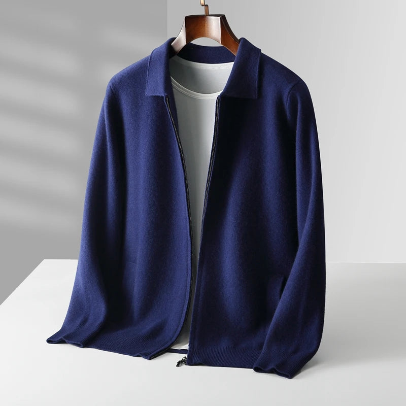 Cardigan Serena En Cachemire Avec Col Structuré Et Zip Frontaux Poches Latérales