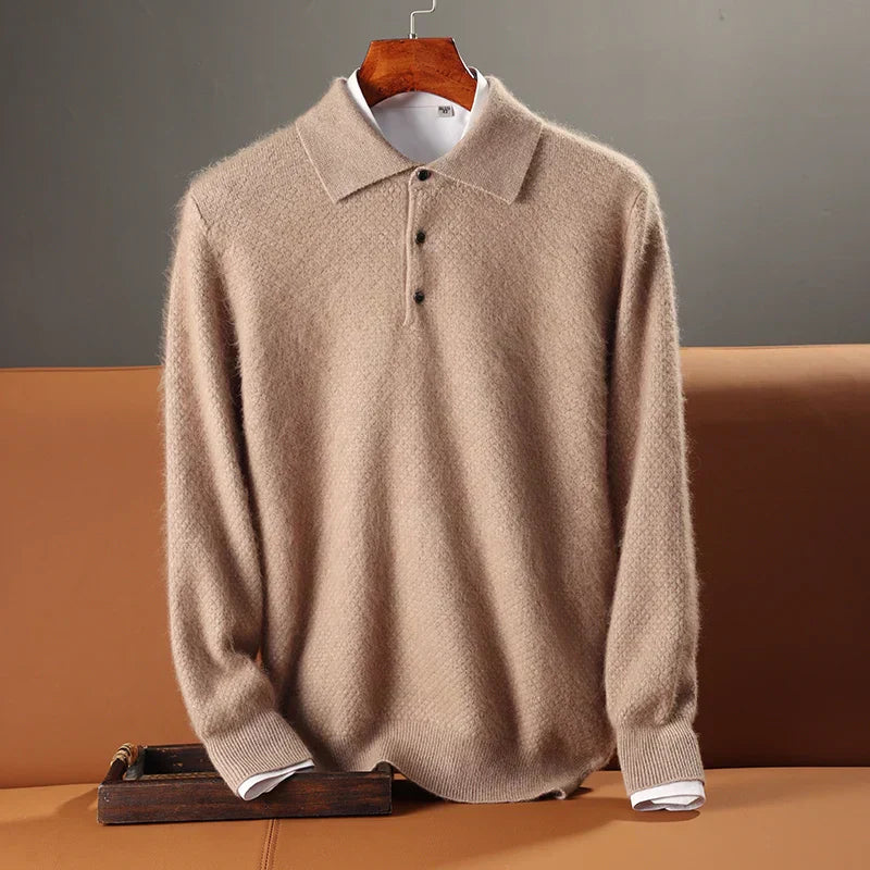 Amawinc Pull Polo En Laine Pour Homme À Col Polo Coupe Décontractée Manches Longues Avec Boutons Et Bordures Côtes