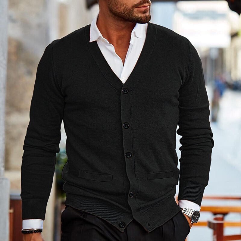 Cardigan Tricoté Moderne D'Inspiration Nordique Pour Homme Par Amawinc Confort Polyvalent Automne
