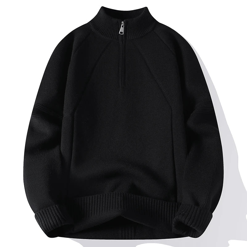 Amawinc Pull En Maille Col Ras Du Cou Demi Zip Pour Homme Confort Polyvalent Pour la Vie Quotidienne