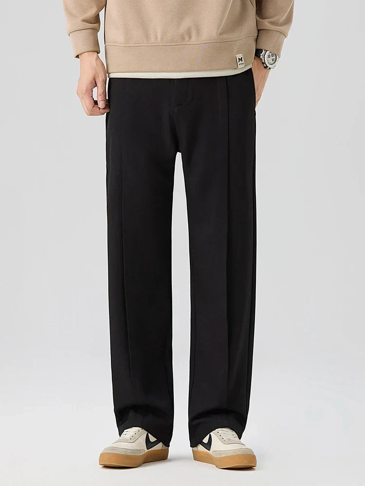 Pantalon Pli Plissé Coupe Droite Avec Ceinture Élastique Polyvalent Confort Idéal Bureau Voyage Weekend Amawinc