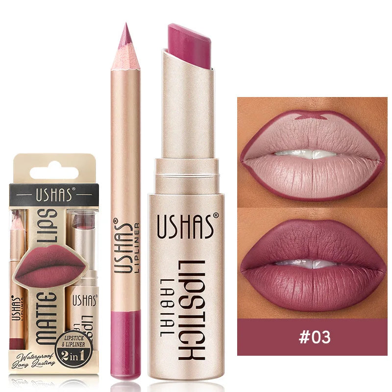 BE X Ushas Rouge À Lèvres Matte Avec Crayon Contour Double Utilisation Offres Spéciales Acheter 2 Obtenez 1 Gratuit