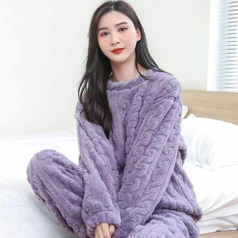 Abigail Ensemble Loungewear Hivernal Confort Doux Pour Femme Détente À La Maison Chaude