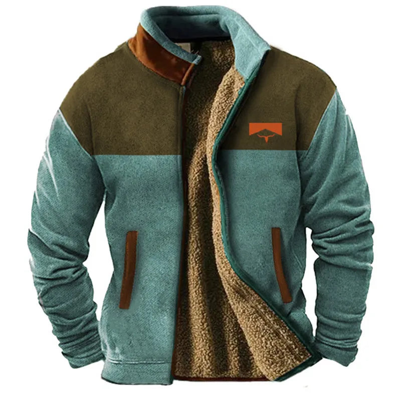 Veste Polaire Sherpa Doublée Pour Homme À Blocs De Couleur Avec Fermeture Éclair Et Poches Coupe Décontractée
