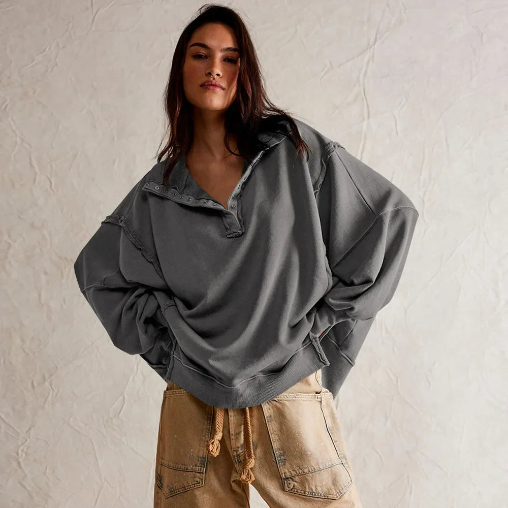 Corti Sweatshirt Oversize En Mélange De Coton Premium Doux Avec Manches Bouffantes Et Coupe Décontractée