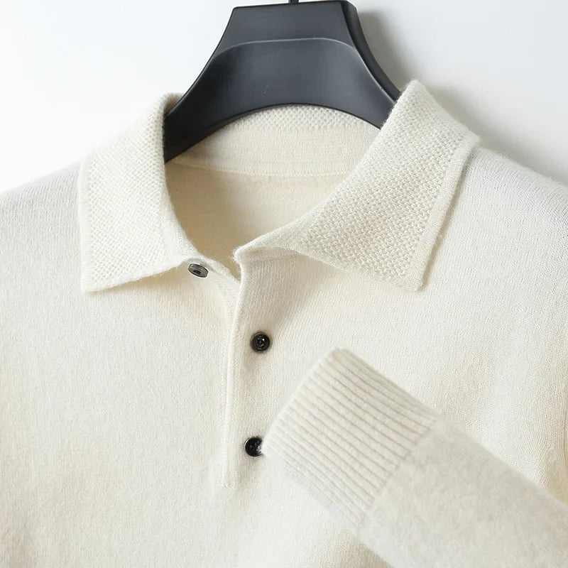 Amawinc TrueWool Polo En Laine Mérinos 100 Pour Cent Homme Coupe Ample Respirant Col Classique Léger