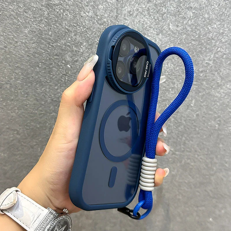 Coque Iphone Paracord Avec Sangle Ergonomique Et Support Pliable Pour Objectif En Verre Compatible MagSafe Protection