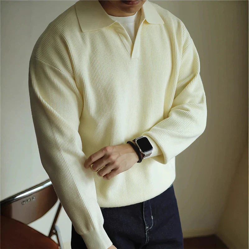 Polo En Maille Levan Pour Homme Col En V Ouvert Léger Et Respirant Tricot Fin Amawinc Confortable Et Élégant
