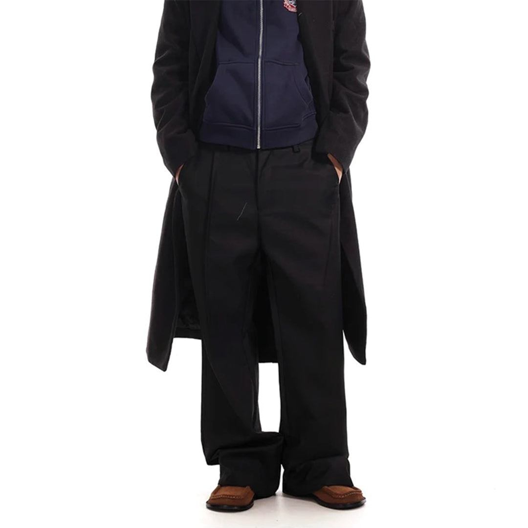 Deck Pantalon Évasé À Plis En Coton Et Polyester Avec Fermeture Zip Décontracté Et Raffiné