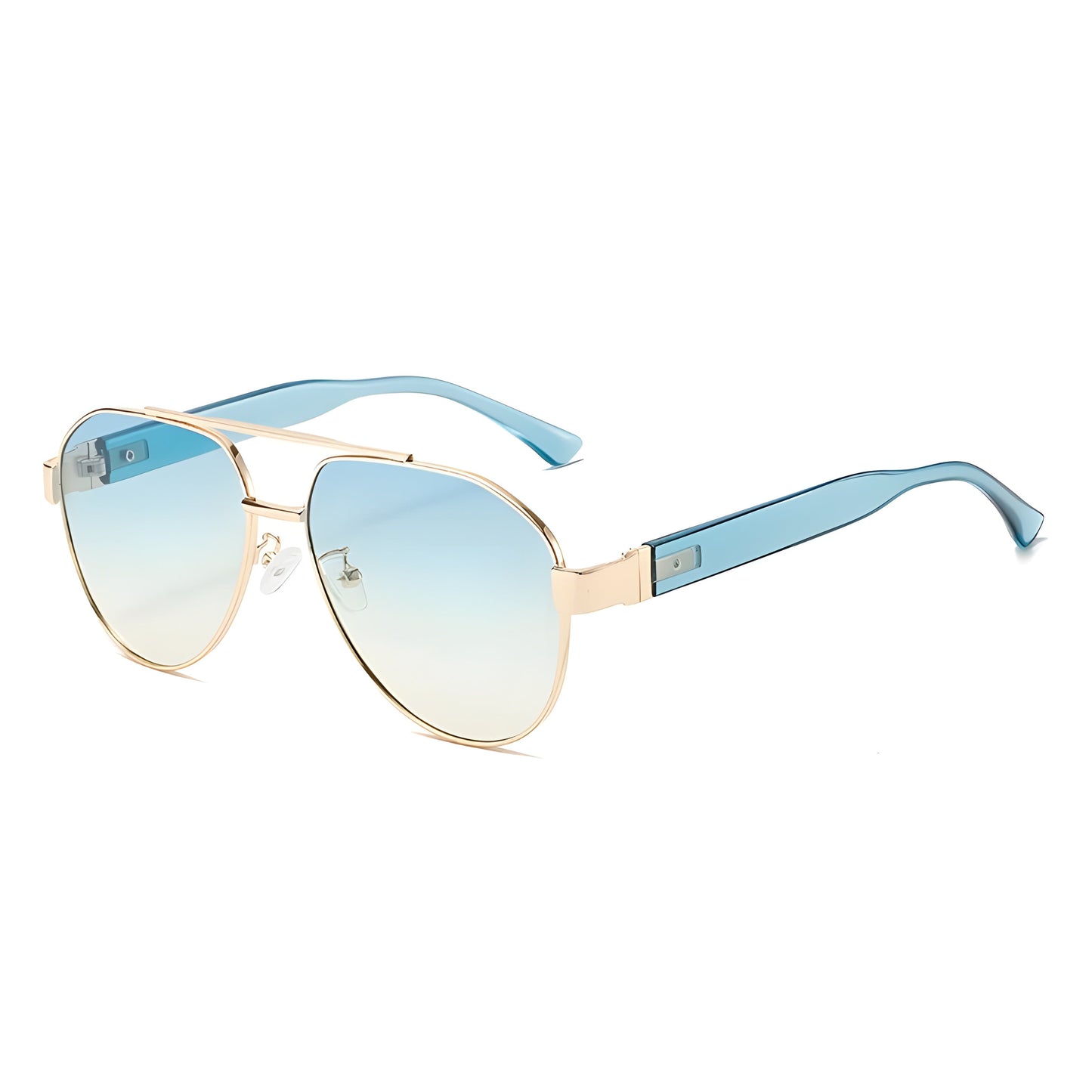 Lunettes Aviateur Pilot Plaquée Or Avec Monture Noire Et Verres Dégradés Anti Reflet UV400