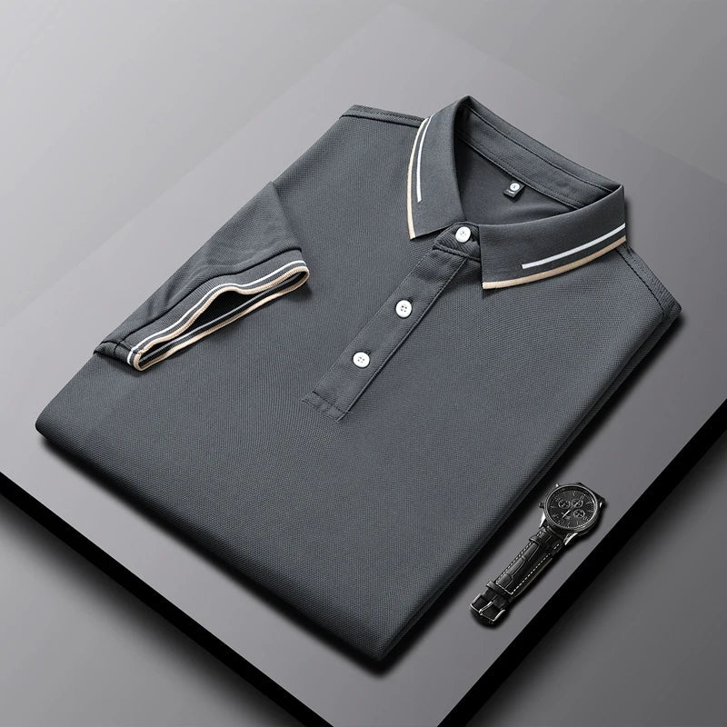 Polo AeroKnit Sur Mesure Respirant Avec Texture Fine Et Col Poignets Contrastés Élégants