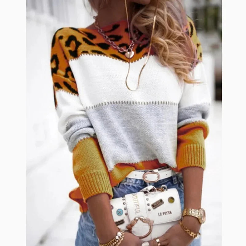 Daisy Pull Femme En Cachemire D Hiver Avec Col Roulé Et Motif Bloc De Couleurs Moderne