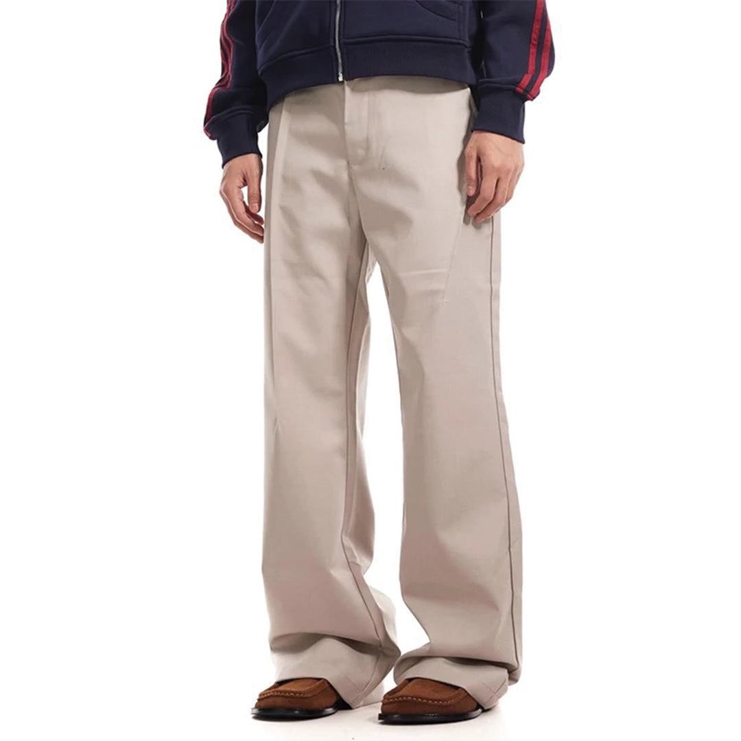Deck Pantalon Évasé À Plis En Coton Et Polyester Avec Fermeture Zip Décontracté Et Raffiné