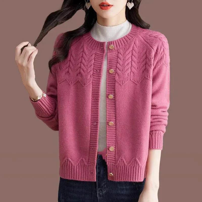 Cardigan Femme Amawinc En Laine Mélangée Coupe Décontractée Boutonné Devant Pull Tricot Style Vintage