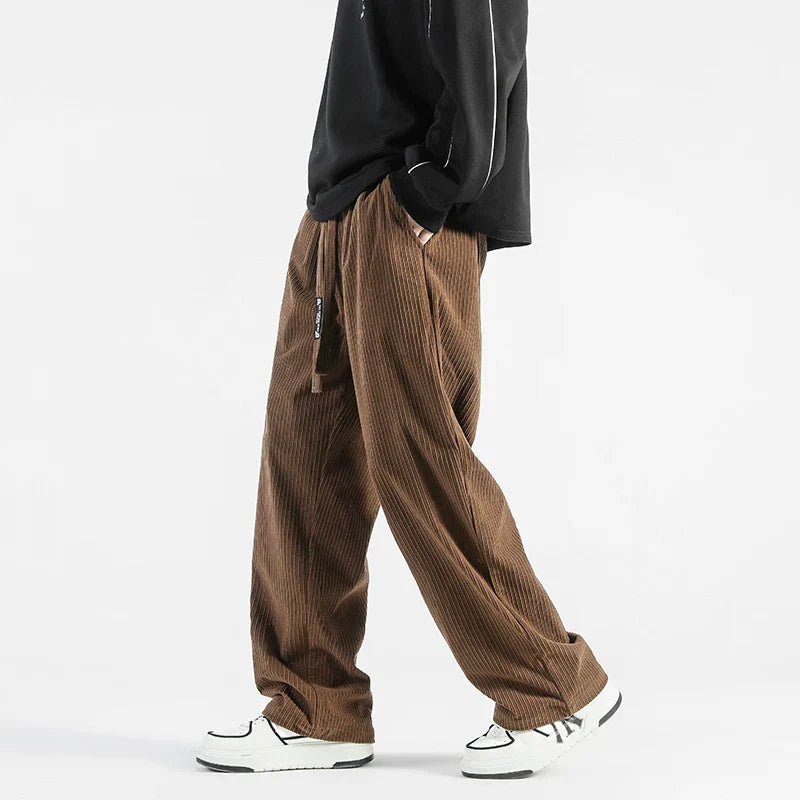 Pantalon Velours Côtelé Metro Merit Amawinc À Taille Elastique Coupe Droite Décontractée Et Couture Durable