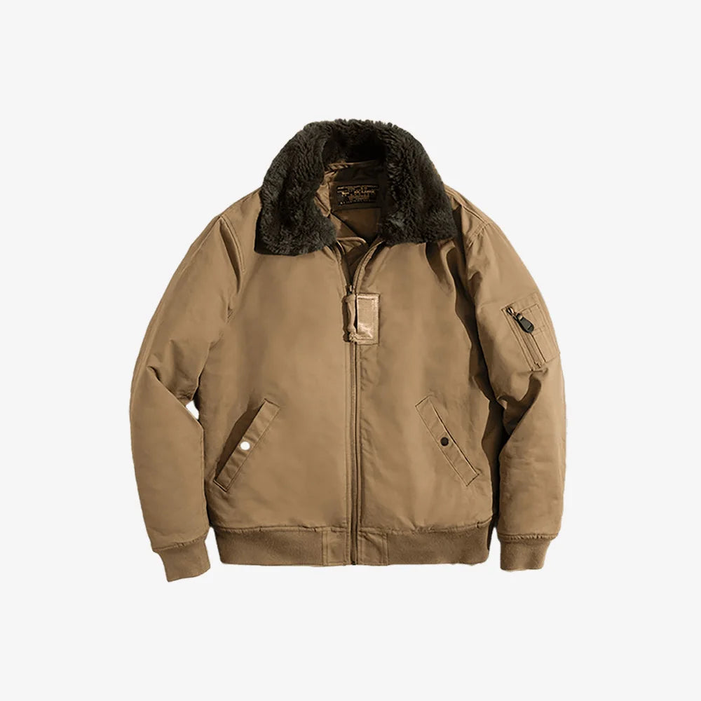 Amawinc Veste Bomber B15 Retro Avec Col Polaire Extérieur Résistant au Vent Et Coutures Premium
