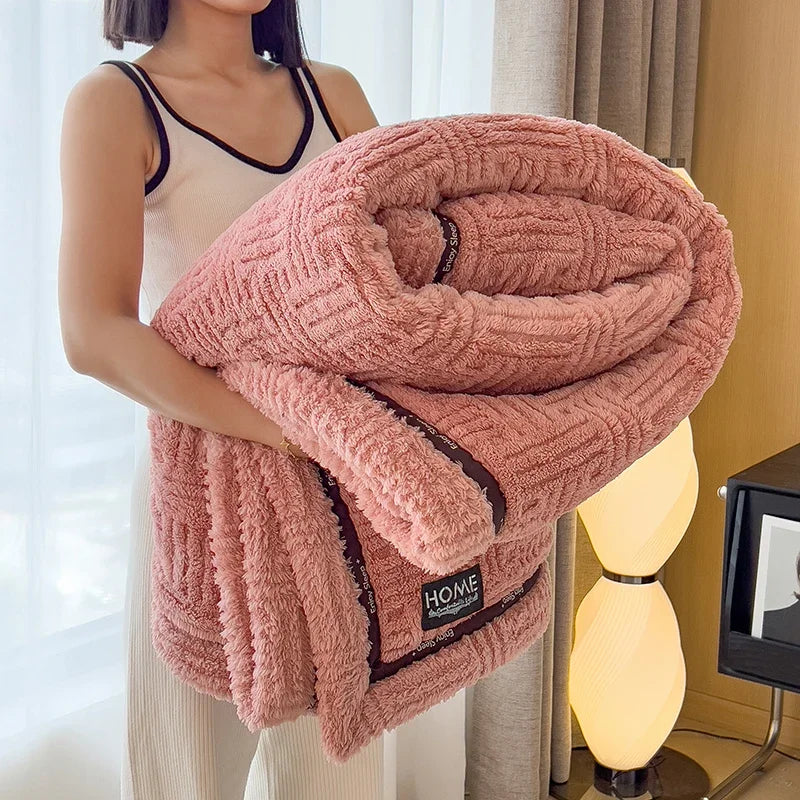 Couverture Velours Peluche Douce Double Face Avec Molleton Corail Pour Confort Absolu