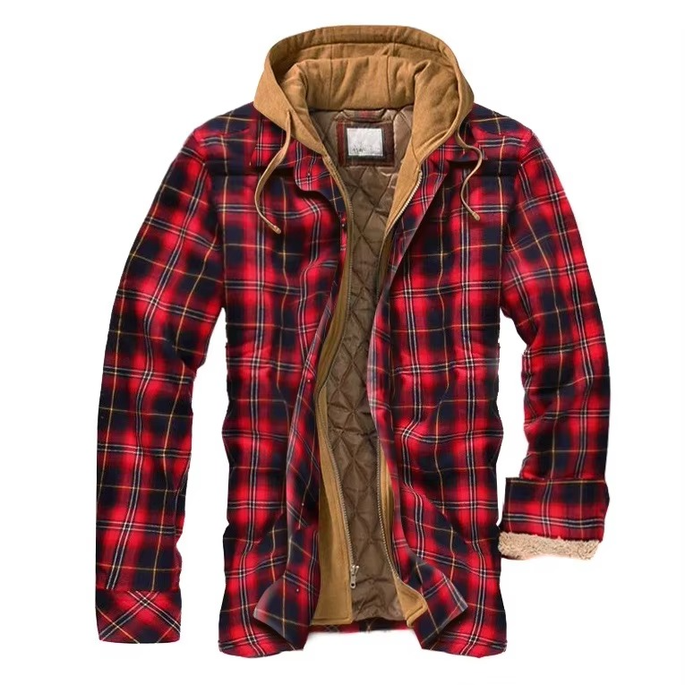 Amawinc Veste À Capuche En Coton Patchwork Carreaux Pour Homme Chaude Design Drapeau Américain Tailles S À 5XL