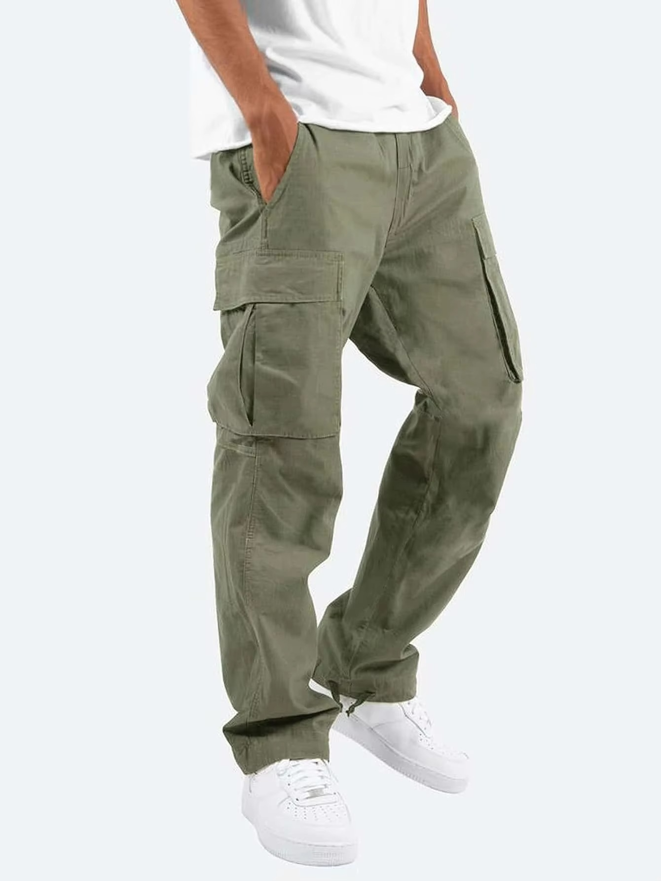 Pantalon Cargo Homme 2025 Uni Avec Poches Multiples Et Cordon Ajustable Pour Confort Quotidien