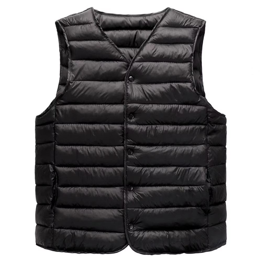 Gilet Matelassé À Col V Avec Poches Pour Homme Veste Unie Chaude Pour Décontracté Et Bureau