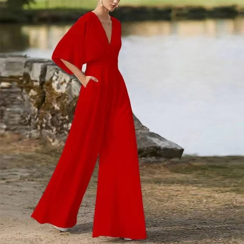 Combinaison Longue Unie À Boutons Latéraux Taille Basse Pour Femme Style Commuter Printemps Été 2025