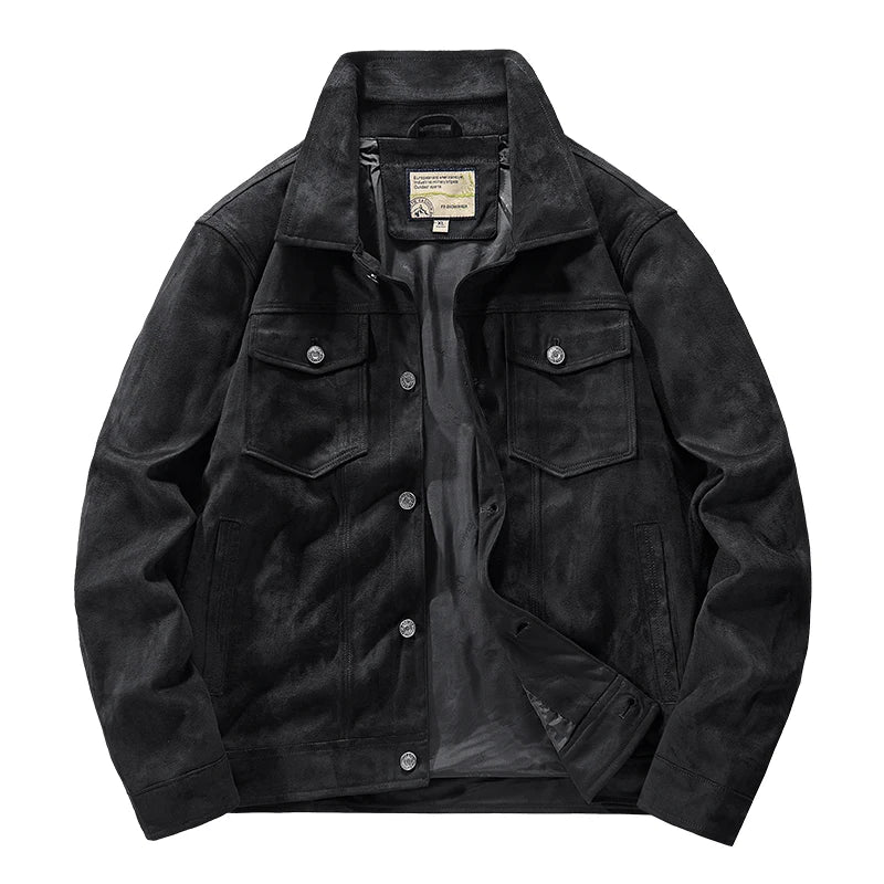 Veste en Daim Outlander Amawinc pour Homme Style Robuste Premium Col Rabattu Poches poitrine