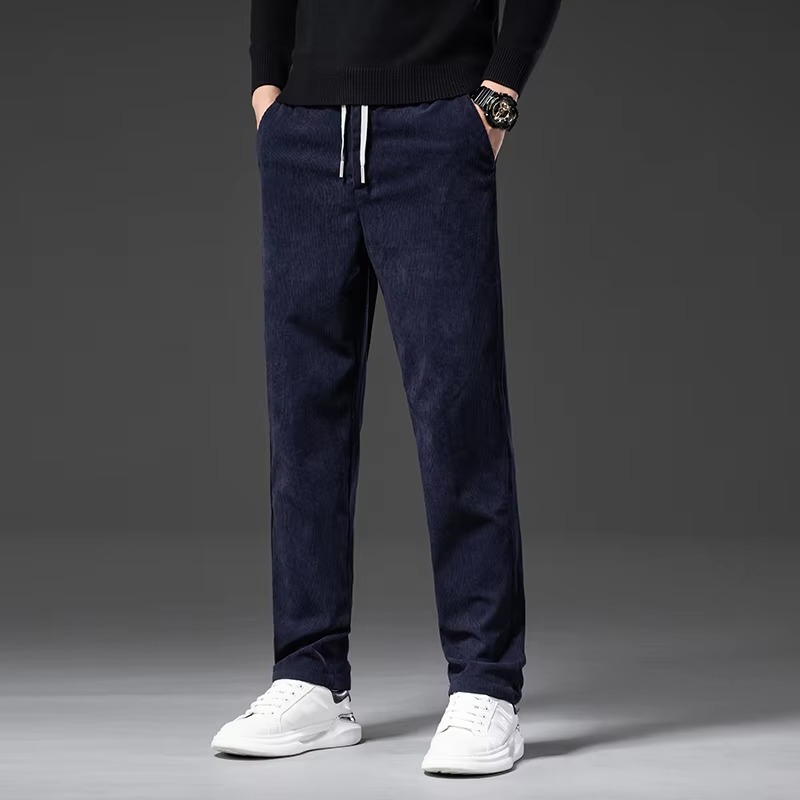 Amawinc Pantalon Homme Velours Côtelé Taille Élastique Coupe Droite Confort Décontracté Pour Travail