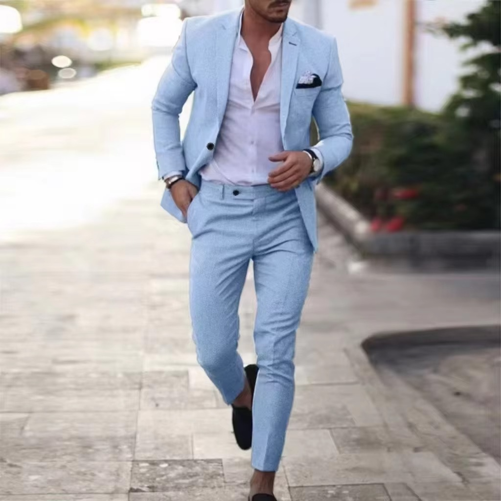 Amawinc Ensemble Deux Pièces En Lin Respirant Pour Homme Blazer Et Pantalon Pour Mariages Plage Et Événements Été