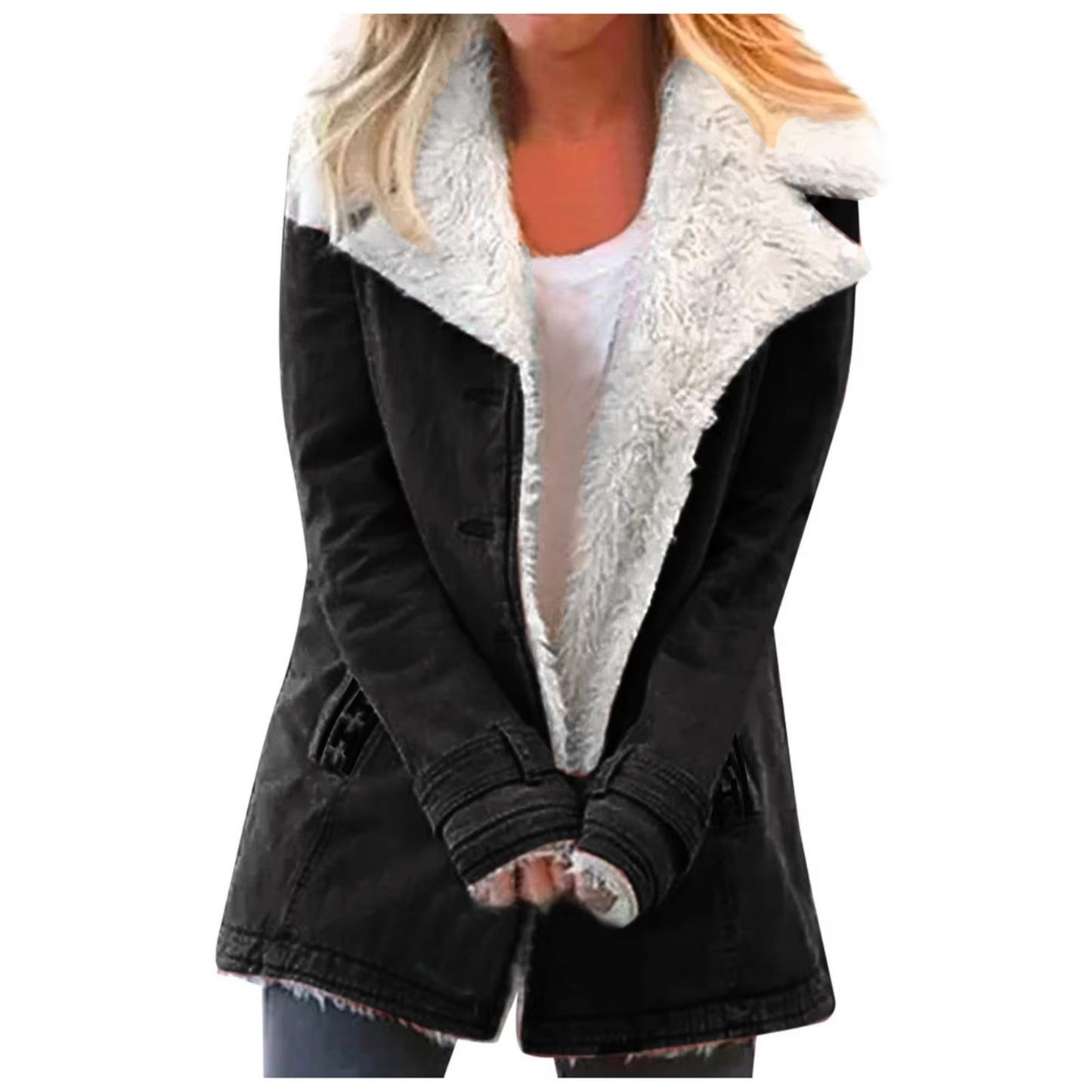 Amawinc Veste Polaire Grande Taille Avec Boutons Pour Femmes Col Et Poches Confortable Élégante Polyvalente