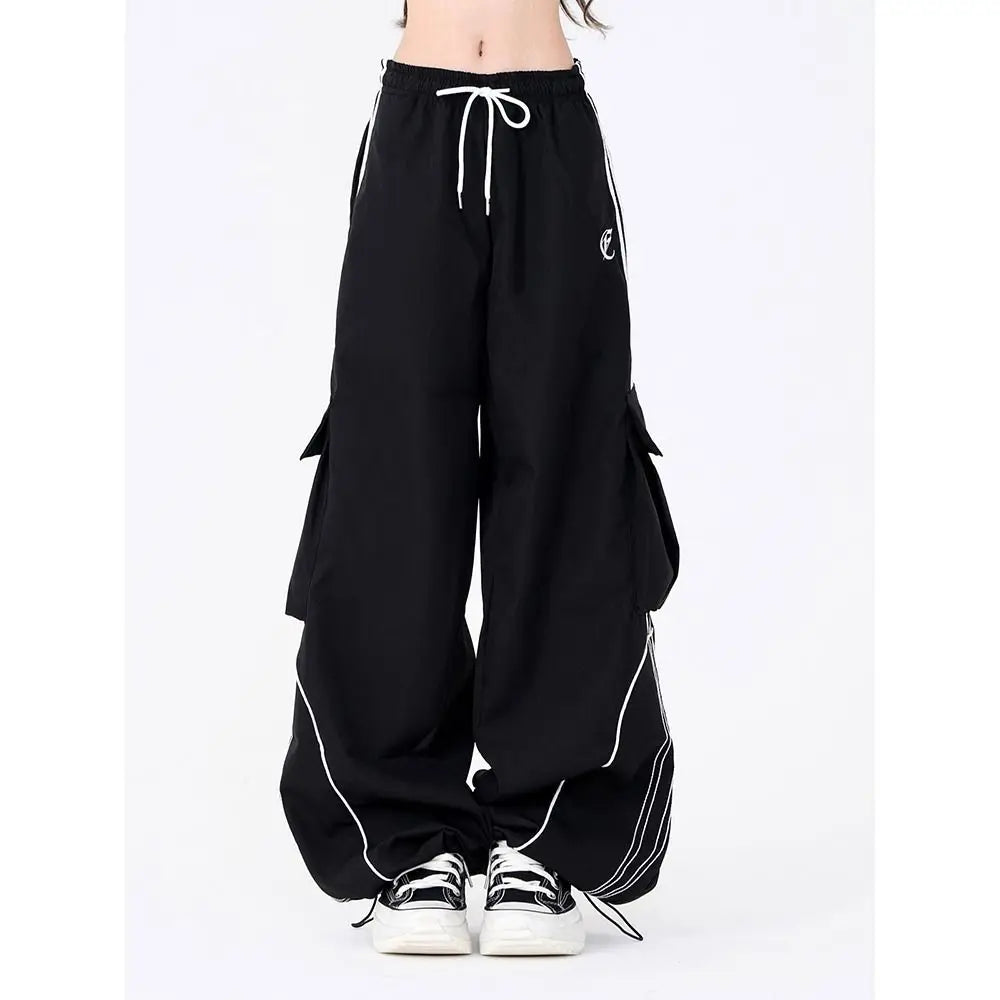 Sylera Pantalon Large À Poches Cargo En Coton Mélangé Respirant Avec Taille À Cordon Coupe Large Fluide