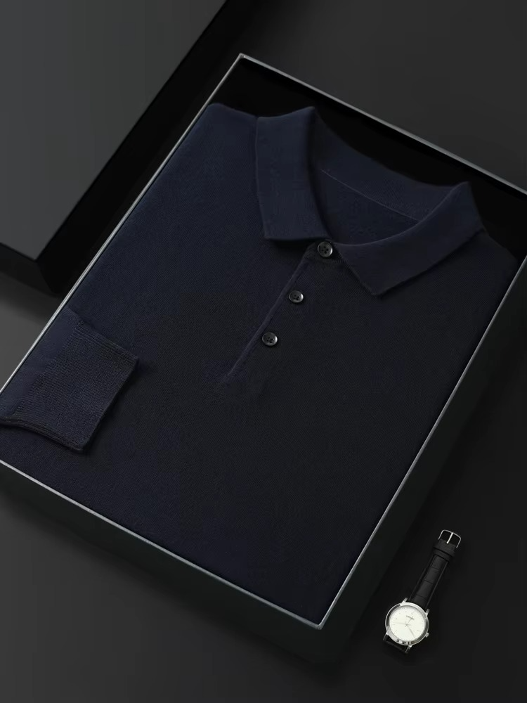 Pull Mérinos Mélange Cachemire Col Polo En Maille Légère Chaud Confort Quotidien Élégant Pour Homme