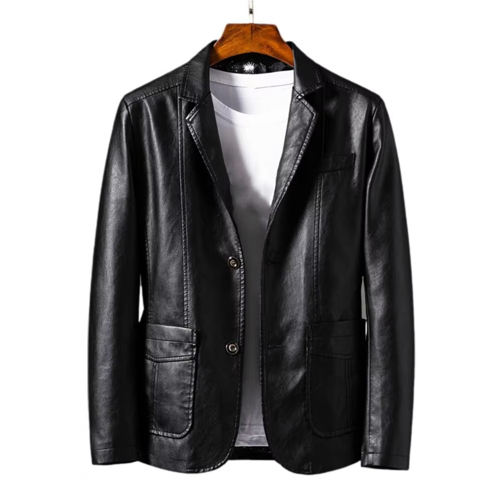 Veste Moto Vintage Pour Homme En Cuir PU Style Biker Classique Avec Poches À Boutons Pour Automne