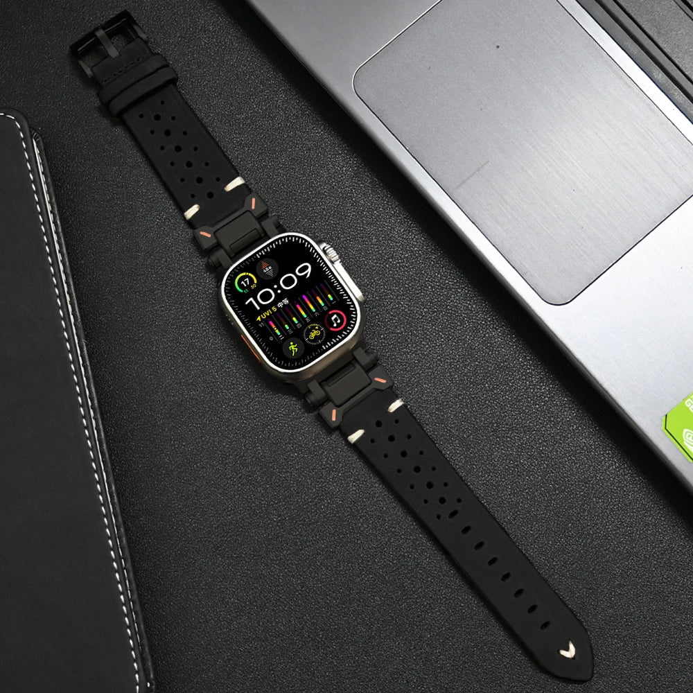 Bracelet Apple Watch En Cuir Véritable Jacek Avec Couture Soignée Et Finition Raffinée Pour Usage Quotidien