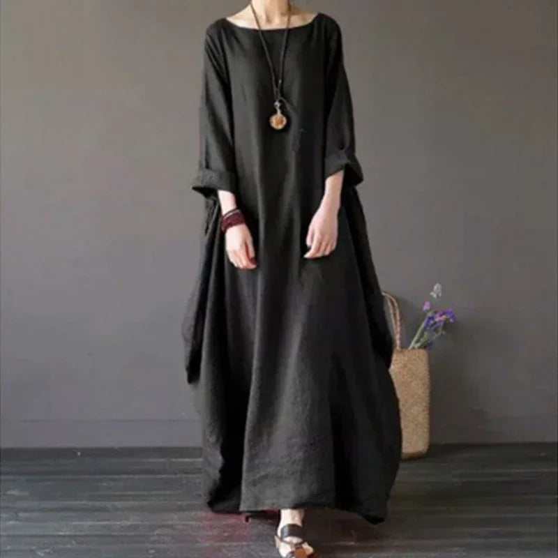 Robe Maxi Amanda Amawinc Robe Longue Décontractée À Silhouette Large Et Col Bateau Pour Printemps Et Automne