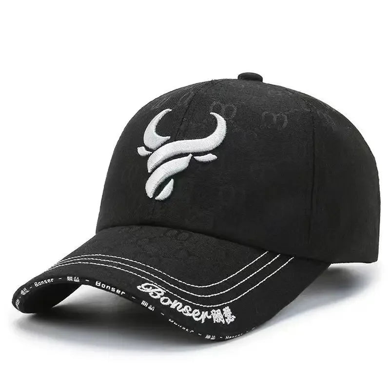 Casquette Taurus Trail en Tissu Mélangé avec Tête de Taureau Brodée Ajustable pour Trail ou Ville