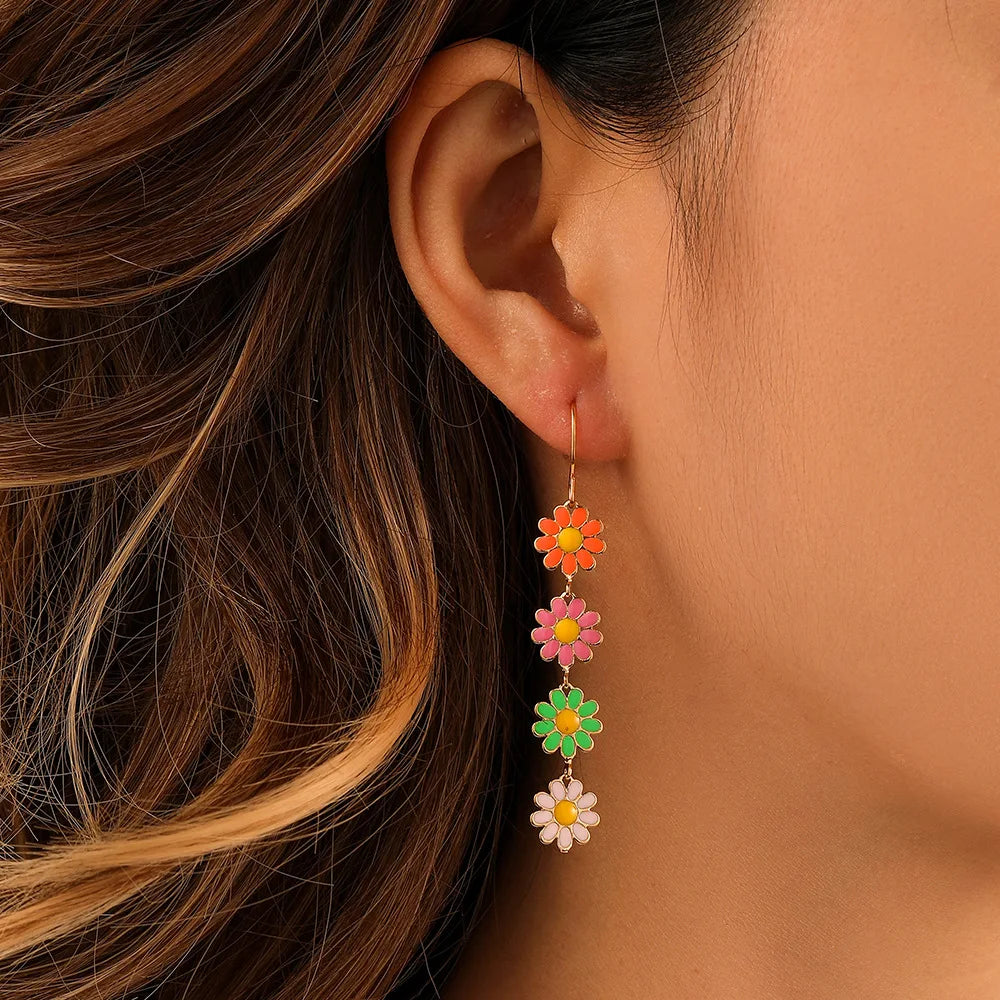 Boucles D'Oreilles Marguerite Bloomline Suspendues Légères et Délicates Mouvement Souple
