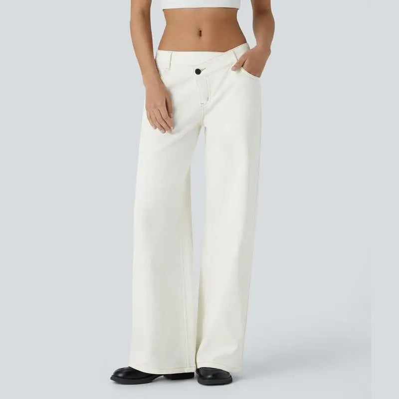 Amawinc Jeans Ample À Jambe Évasée Serenity Taille Basse Confort Décontracté Finition Vintage Lavage