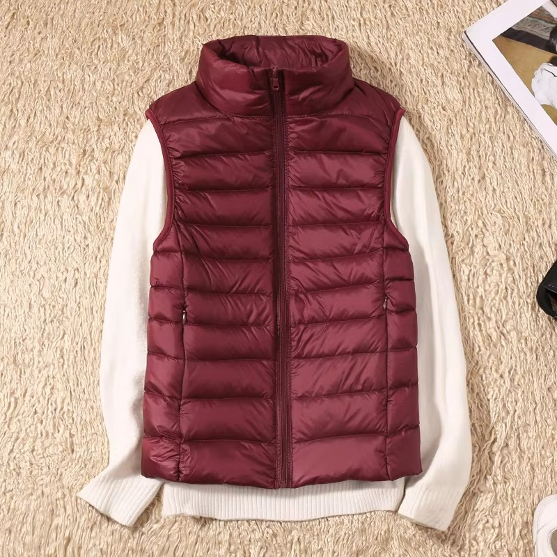 Gilet Sans Manches Court en Duvet pour Femme Léger Matelassé Nylon Chaud Confortable Idéale Hiver et Activité