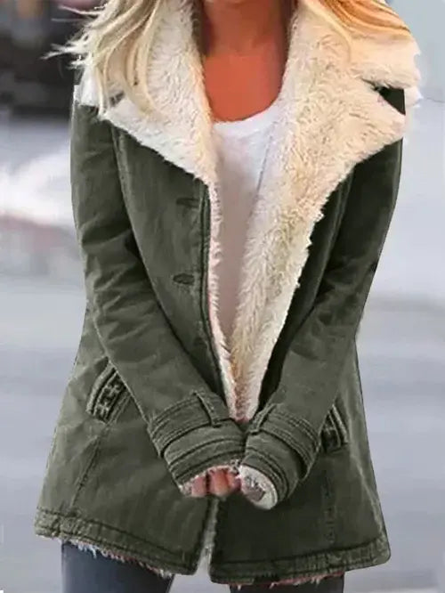 Veste Femme Chaude Avec Doublure Sherpa En Polaire Et Col Revers Surdimensionné Chic Pour Hiver