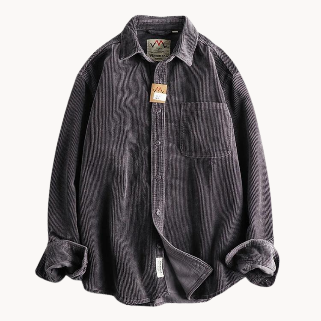Chemise Homme En Velours Côtelé Marron À Manches Longues Zach Pour Confort Quotidien Décontracté Par Amawinc