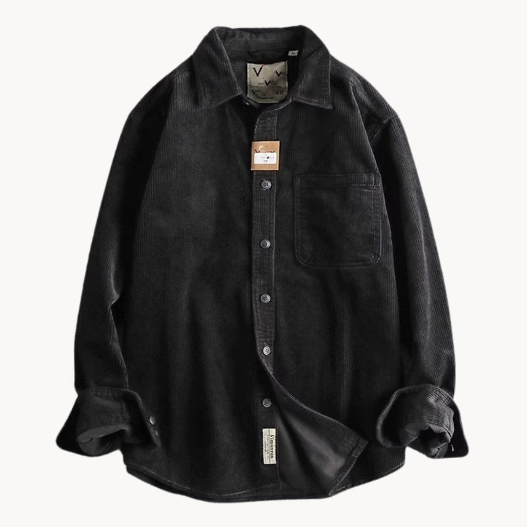 Chemise Homme En Velours Côtelé Marron À Manches Longues Zach Pour Confort Quotidien Décontracté Par Amawinc