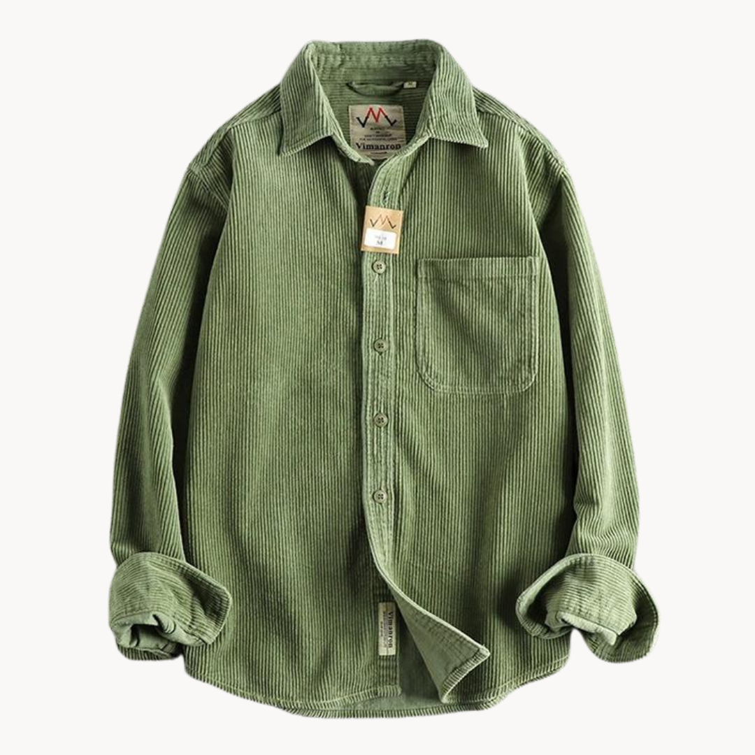 Chemise Homme En Velours Côtelé Marron À Manches Longues Zach Pour Confort Quotidien Décontracté Par Amawinc