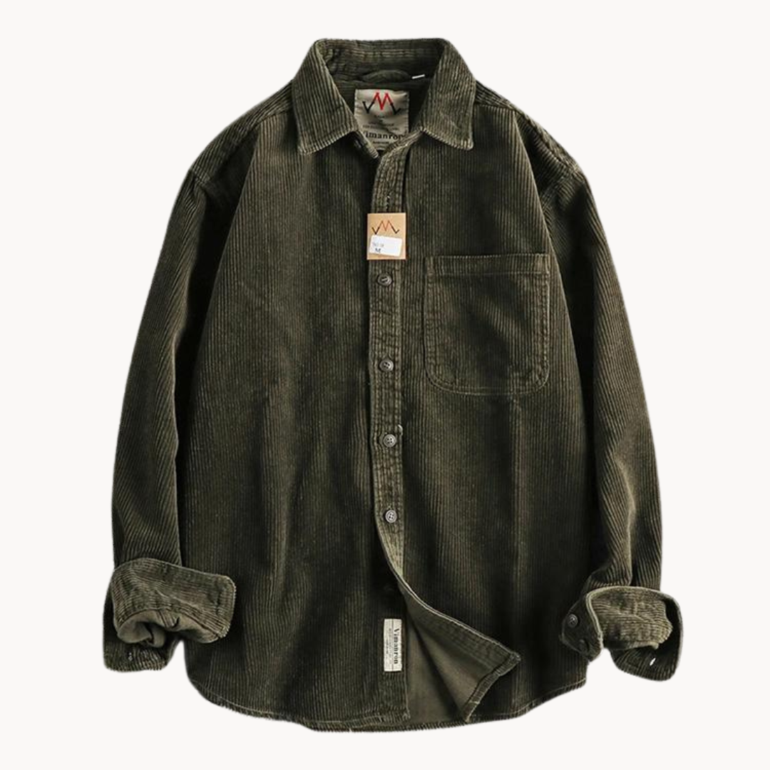 Chemise Homme En Velours Côtelé Marron À Manches Longues Zach Pour Confort Quotidien Décontracté Par Amawinc